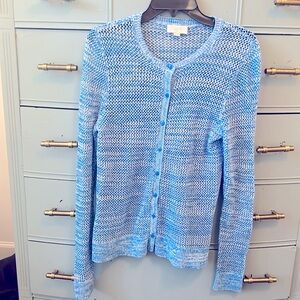 Loft Open Knit Button Up Cardigan Sz M